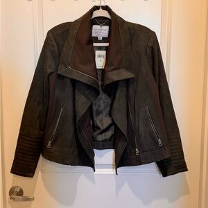 Lucky Brand Women's Dark Brown Suede Asymmetrical Jacket